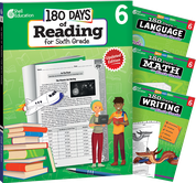 180 Days™: Reading, Math, Writing, & Language for Grade 6: 4-Book Set