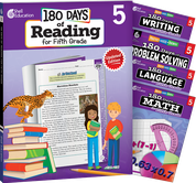 180 Days™: Reading, Math, Problem Solving, Writing, & Language for Grade 5: 5-Book Set