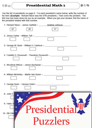 Critical Thinking Activities Presidents: Mathematics 1