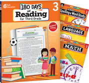 180 Days™: Reading, Spelling, Language, & Math Grade 3: 4-Book Set