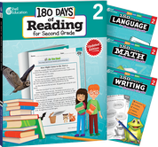 180 Days™: Reading, Math, Writing, & Language for Grade 2: 4-Book Set