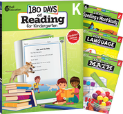 180 Days™: Reading, Spelling, Language, & Math Grade K: 4-Book Set